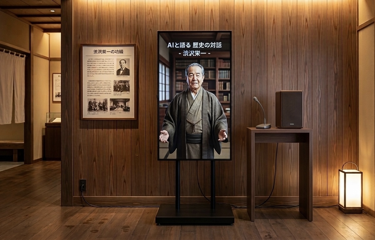 AI対話システムの設置イメージ — iPadひとつで手軽に導入可能